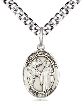 Pewter Saint Columbanus Medal Religious Jewelry Engraved Catholic Saint Jewelry