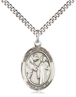 Pewter Saint Columbanus Medal Religious Jewelry Engraved Catholic Saint Jewelry