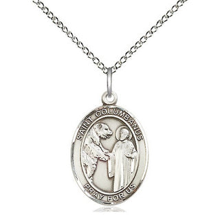 Sterling Silver Saint Columbanus Medal Religious Jewelry Engraved Catholic Saint Jewelry