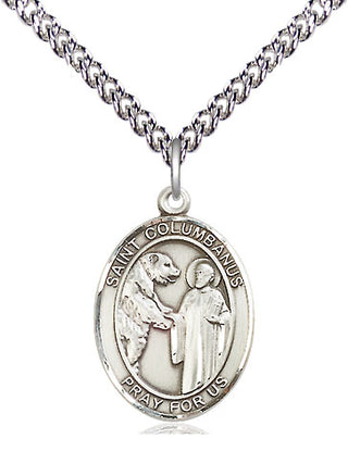 Sterling Silver Saint Columbanus Medal Religious Jewelry Engraved Catholic Saint Jewelry