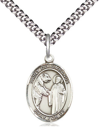 Sterling Silver Saint Columbanus Medal Religious Jewelry Engraved Catholic Saint Jewelry