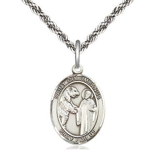 Sterling Silver Saint Columbanus Medal Religious Jewelry Engraved Catholic Saint Jewelry
