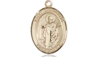 14kt Gold Saint Wolfgang Medal Engraved Catholic Saint Jewelry