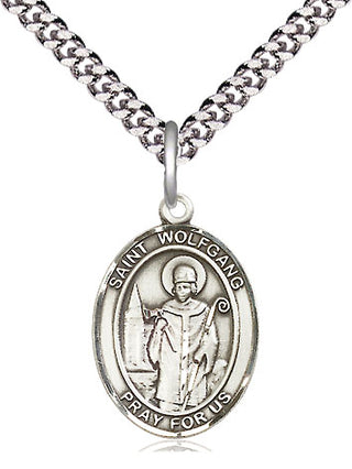 Sterling Silver Saint Wolfgang Medal Religious Jewelry Engraved Catholic Saint Jewelry