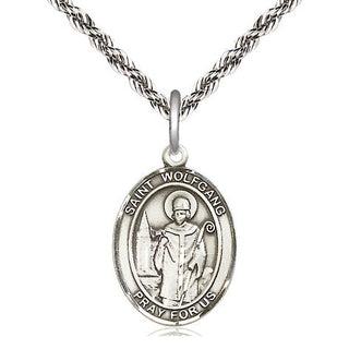 Sterling Silver Saint Wolfgang Medal Religious Jewelry Engraved Catholic Saint Jewelry