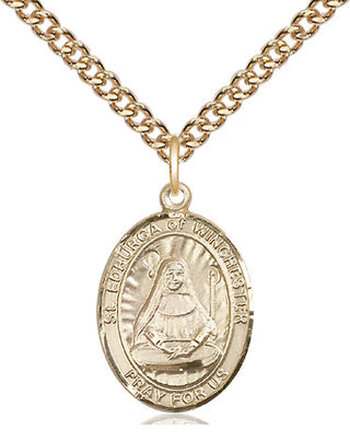 14kt Gold Filled Saint Edburga of Winchester Medal Religious Jewelry Engraved Catholic Saint Jewelry