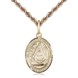 14kt Gold Filled Saint Edburga of Winchester Medal Religious Jewelry Engraved Catholic Saint Jewelry