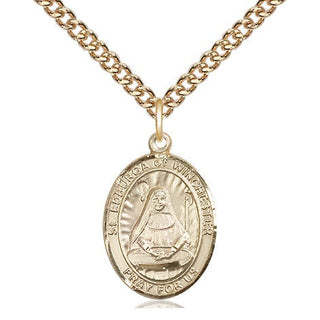 14kt Gold Saint Edburga of Winchester Medal Engraved Catholic Saint Jewelry