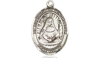 Pewter Saint Edburga of Winchester Medal Engraved Catholic Saint Jewelry