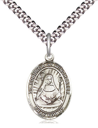 Pewter Saint Edburga of Winchester Medal Religious Jewelry Engraved Catholic Saint Jewelry