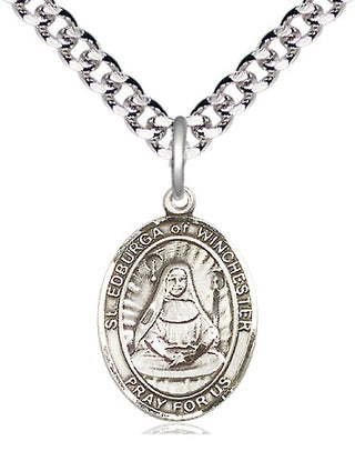 Pewter Saint Edburga of Winchester Medal Religious Jewelry Engraved Catholic Saint Jewelry