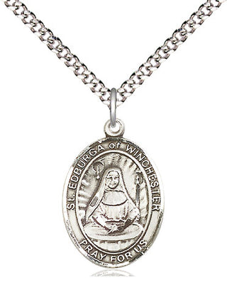 Pewter Saint Edburga of Winchester Medal Religious Jewelry Engraved Catholic Saint Jewelry