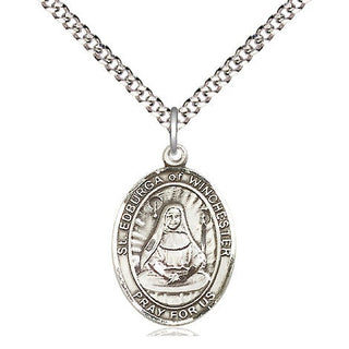Sterling Silver Saint Edburga of Winchester Medal Religious Jewelry Engraved Catholic Saint Jewelry