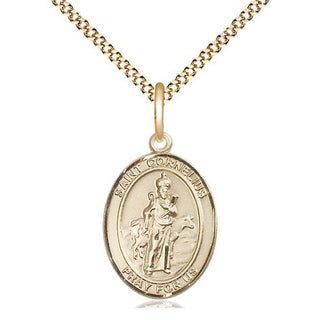 14kt Gold Filled Saint Cornelius Medal Religious Jewelry Engraved Catholic Saint Jewelry