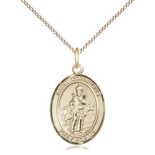 14kt Gold Filled Saint Cornelius Medal Religious Jewelry Engraved Catholic Saint Jewelry