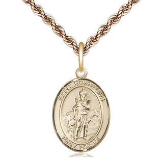 14kt Gold Filled Saint Cornelius Medal Religious Jewelry Engraved Catholic Saint Jewelry
