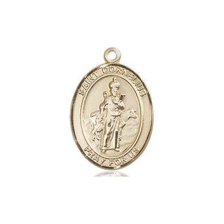 14kt Gold Saint Cornelius Medal Engraved Catholic Saint Jewelry