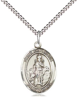 Sterling Silver Saint Cornelius Medal Religious Jewelry Engraved Catholic Saint Jewelry