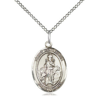 Sterling Silver Saint Cornelius Medal Religious Jewelry Engraved Catholic Saint Jewelry