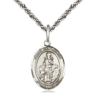 Sterling Silver Saint Cornelius Medal Religious Jewelry Engraved Catholic Saint Jewelry