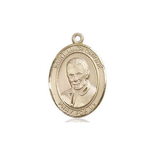 14kt Gold Saint Luigi Orione Medal Engraved Catholic Saint Jewelry