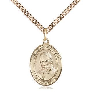 14kt Gold Saint Luigi Orione Medal Engraved Catholic Saint Jewelry