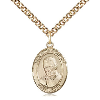 14kt Gold Saint Luigi Orione Medal Engraved Catholic Saint Jewelry