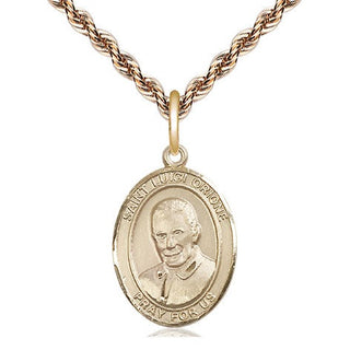 14kt Gold Saint Luigi Orione Medal Engraved Catholic Saint Jewelry
