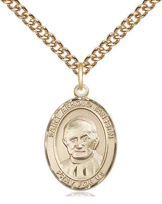 14kt Gold Filled Saint Arnold Janssen Medal Religious Jewelry Engraved Catholic Saint Jewelry