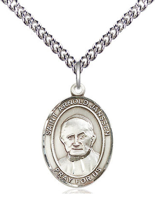 Sterling Silver Saint Arnold Janssen Medal Religious Jewelry Engraved Catholic Saint Jewelry
