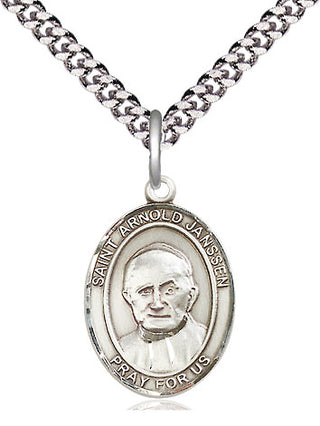 Sterling Silver Saint Arnold Janssen Medal Religious Jewelry Engraved Catholic Saint Jewelry