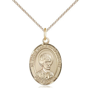 14kt Gold Saint Louis Marie de Montfort Medal Engraved Catholic Saint Jewelry