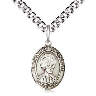 Pewter Saint Louis Marie de Montfort Medal Religious Jewelry Engraved Catholic Saint Jewelry