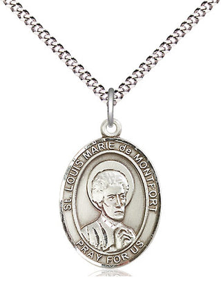 Sterling Silver Saint Louis Marie de Montfort Medal Religious Jewelry Engraved Catholic Saint Jewelry