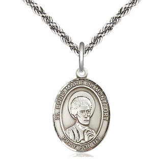 Sterling Silver Saint Louis Marie de Montfort Medal Religious Jewelry Engraved Catholic Saint Jewelry