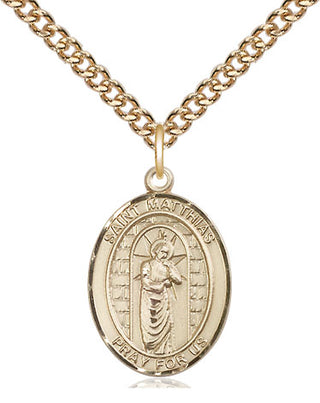 14kt Gold Filled Saint Matthias the Apostle Medal Religious Jewelry Engraved Catholic Saint Jewelry