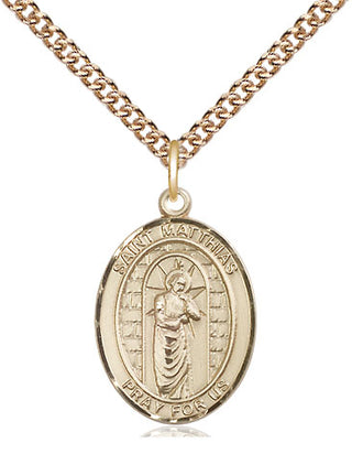 14kt Gold Saint Matthias the Apostle Medal Engraved Catholic Saint Jewelry