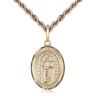 14kt Gold Saint Matthias the Apostle Medal Engraved Catholic Saint Jewelry