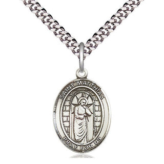 Pewter Saint Matthias the Apostle Medal Religious Jewelry Engraved Catholic Saint Jewelry