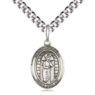 Pewter Saint Matthias the Apostle Medal Religious Jewelry Engraved Catholic Saint Jewelry