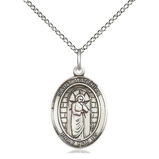 Sterling Silver Saint Matthias the Apostle Medal Religious Jewelry Engraved Catholic Saint Jewelry