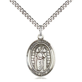 Sterling Silver Saint Matthias the Apostle Medal Religious Jewelry Engraved Catholic Saint Jewelry