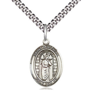 Sterling Silver Saint Matthias the Apostle Medal Religious Jewelry Engraved Catholic Saint Jewelry