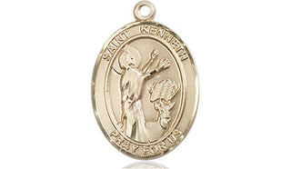 14kt Gold Filled Saint Kenneth Medal Engraved Catholic Saint Jewelry