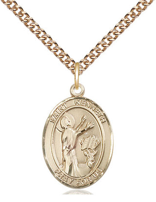 14kt Gold Filled Saint Kenneth Medal Religious Jewelry Engraved Catholic Saint Jewelry