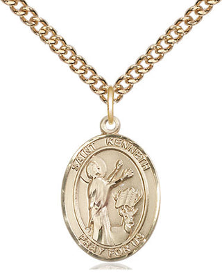 14kt Gold Filled Saint Kenneth Medal Religious Jewelry Engraved Catholic Saint Jewelry