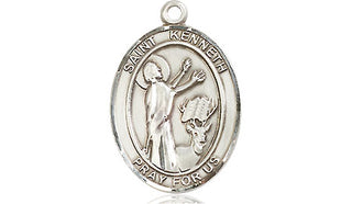 Pewter Saint Kenneth Medal Engraved Catholic Saint Jewelry