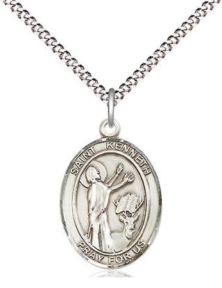 Pewter Saint Kenneth Medal Religious Jewelry Engraved Catholic Saint Jewelry