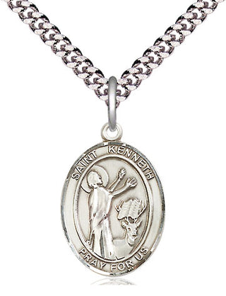 Pewter Saint Kenneth Medal Religious Jewelry Engraved Catholic Saint Jewelry
