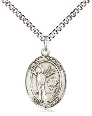 Pewter Saint Kenneth Medal Religious Jewelry Engraved Catholic Saint Jewelry